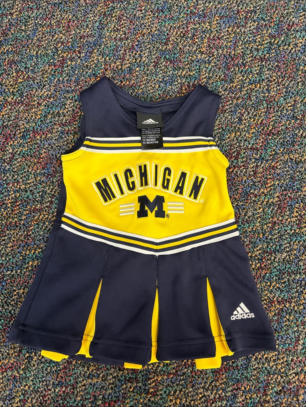 adidas Navy and Yellow Michigan Girls Cheer Tank Dress